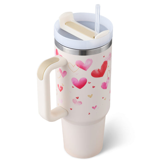 40 Oz Tumbler With Handle Straw Insulated, Stainless Steel Spill Proof Vacuum Coffee Cup Tumbler With Lid, Suitable For Car Gym Office Travel,  Stanley Inspired Cup