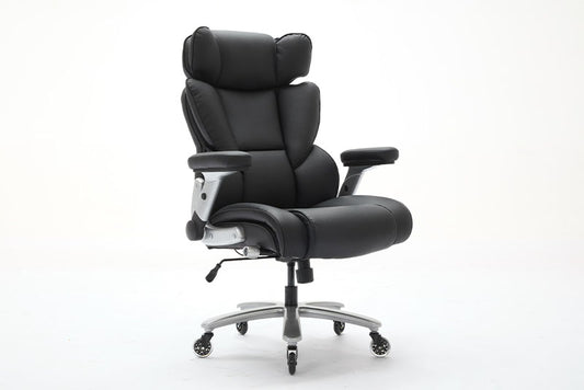 Big And Tall Office Chair 500lbs capacity With Adjustable Lumbar Support, Executive Office Chair With Flip-up Armrest And Wider Seat, Ergonomic Leather Chair Breathable